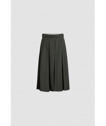 Pleated midi skirt in sustainable technical wool twill en ligne