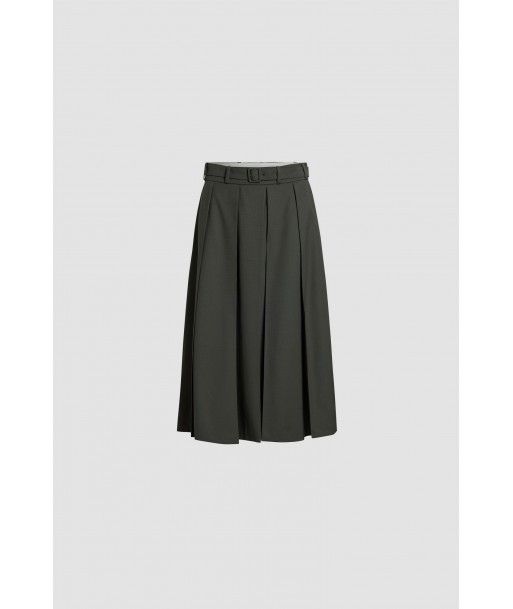 Pleated midi skirt in sustainable technical wool twill en ligne