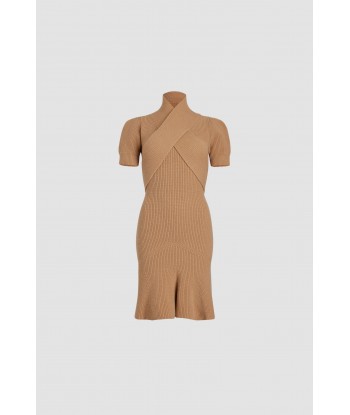 Wrap front dress in sustainable wool and cashmere Livraison rapide