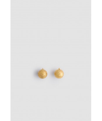 Engraved sphere earrings in gold-plated brass une grave pollution 