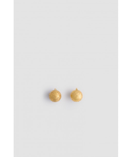 Engraved sphere earrings in gold-plated brass une grave pollution 