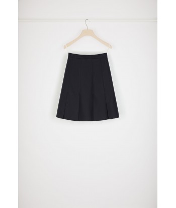 High-waisted pleated skirt in Merino wool solde