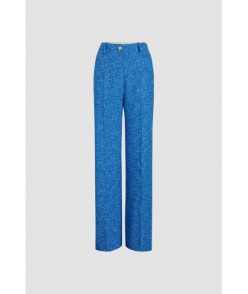 Iconic long trousers in sustainable wool and organic cotton tweed brillant des détails fins