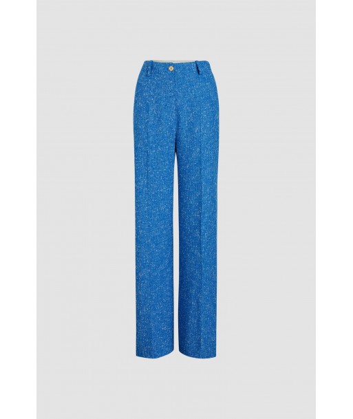 Iconic long trousers in sustainable wool and organic cotton tweed brillant des détails fins