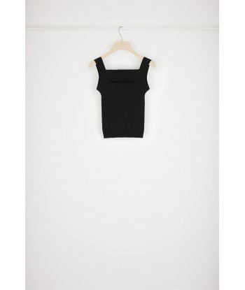 Cut-out tank top in organic cotton-blend knit Livraison rapide