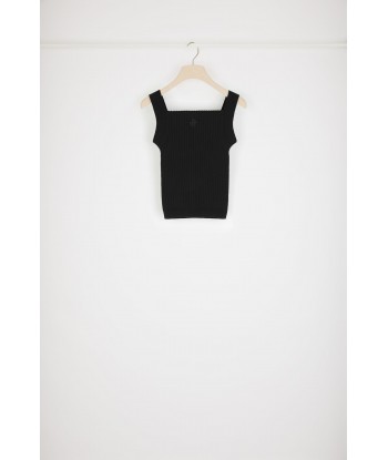 Cut-out tank top in organic cotton-blend knit Livraison rapide