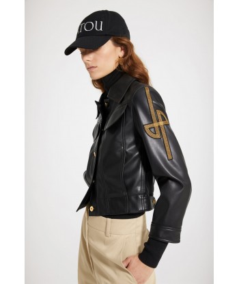 Veste en faux cuir à logo brodé la chaussure