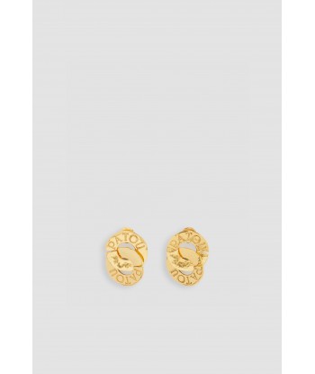 Double coin earrings in gold-plated brass les ctes