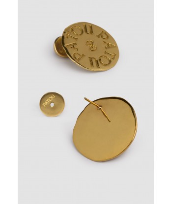 Coin earrings in gold-plated brass basket pas cher