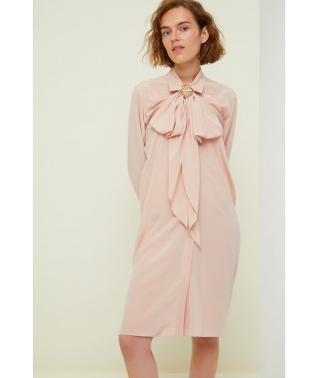 Robe chemise courte en soie à col lavallière store