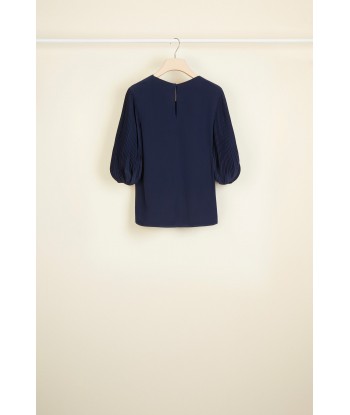 Cut Bow Top - Navy brillant des détails fins