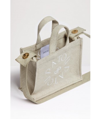 Small Patou canvas tote in organic cotton jacquard solde