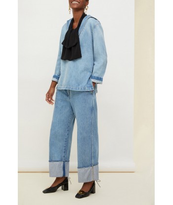 Pantalon en denim bio à revers de la marque