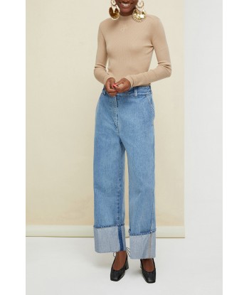 Pantalon en denim bio à revers de la marque