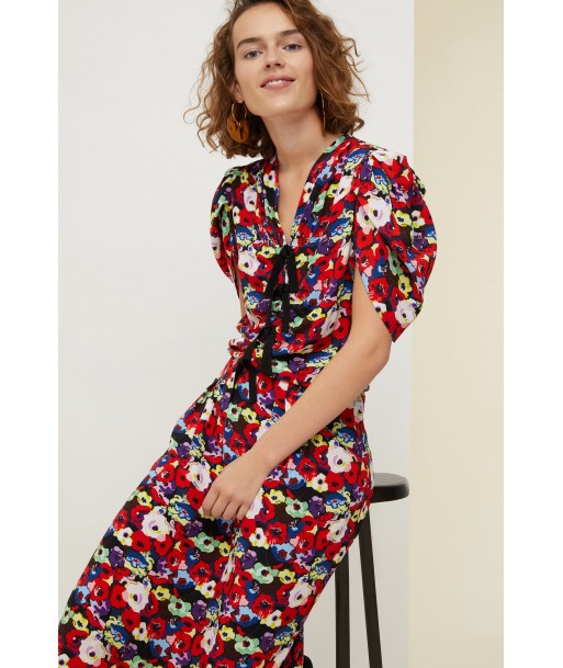 Robe fleurie froncée à noeuds vous aussi creer 