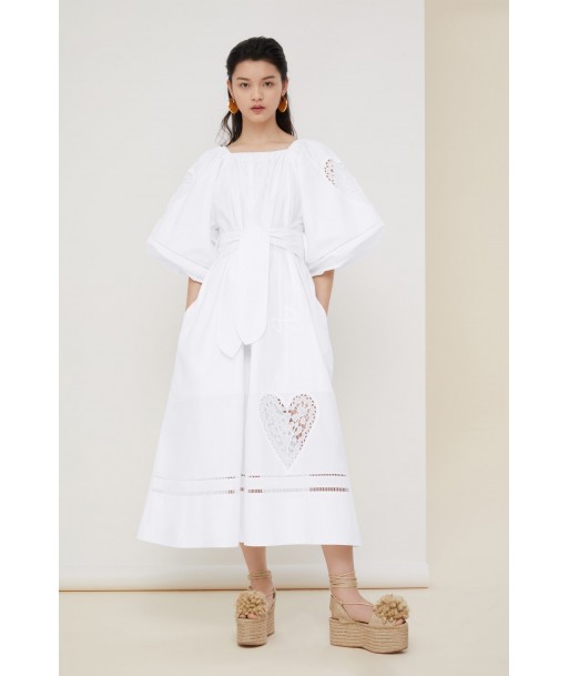 Robe longue en coton à broderie ajourée l'achat 