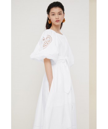 Robe longue en coton à broderie ajourée l'achat 