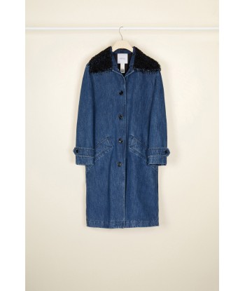 Manteau en denim avec col en perles shop