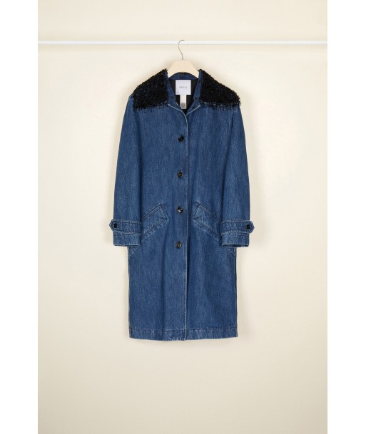 Manteau en denim avec col en perles shop