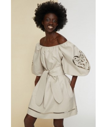 Robe en coton et lin à broderie ajourée pour bénéficier 