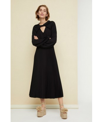 Robe midi plissée à col twist livraison gratuite