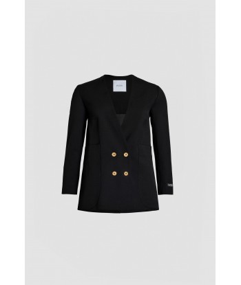 Collarless double-breasted jacket in tech wool soldes