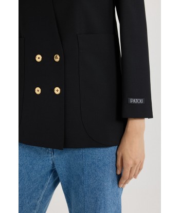 Collarless double-breasted jacket in tech wool soldes