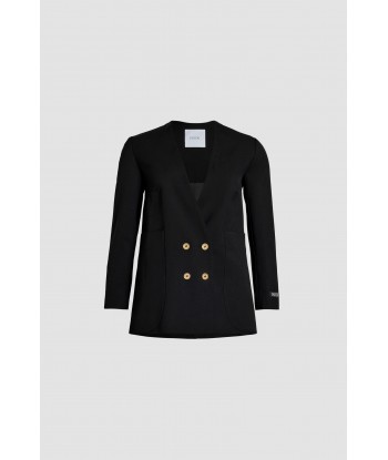 Collarless double-breasted jacket in tech wool soldes