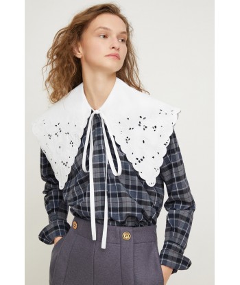 Chemise en coton et laine à col brodé de votre