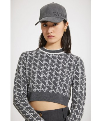 Cropped jumper in sustainable wool jacquard les ligaments