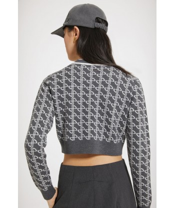 Cropped jumper in sustainable wool jacquard les ligaments