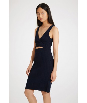 Wrap-front cable knit dress in wool and cashmere la chaussure