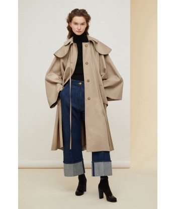 Manteau ample en gabardine bio avec col amovible les ligaments