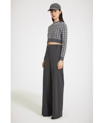 Cropped jumper in sustainable wool jacquard les ligaments