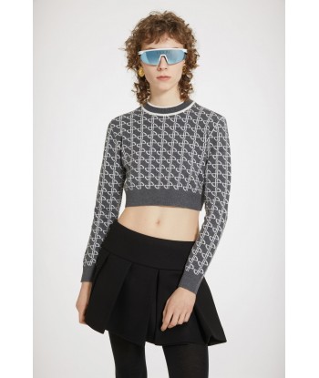 Cropped jumper in sustainable wool jacquard les ligaments