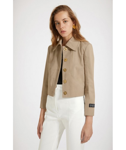 Short tailored jacket in organic cotton gabardine En savoir plus