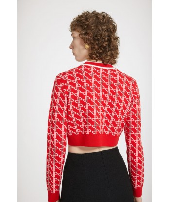 Cropped jumper in sustainable wool jacquard Livraison rapide