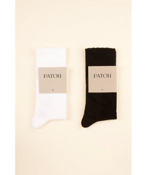 Lot de deux paires de chaussettes en coton bio - Noires et Blanches Pour