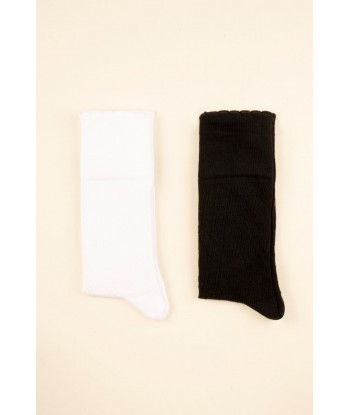 Lot de deux paires de chaussettes en coton bio - Noires et Blanches Pour