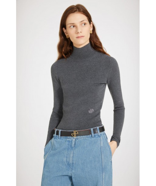 Ribbed high neck jumper in sustainable wool blend À commander