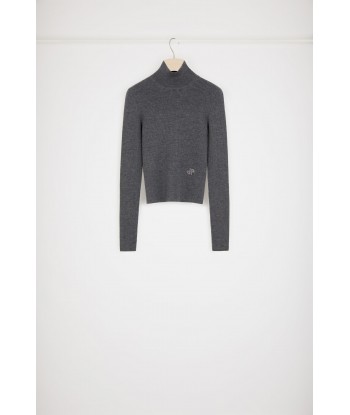 Ribbed high neck jumper in sustainable wool blend À commander