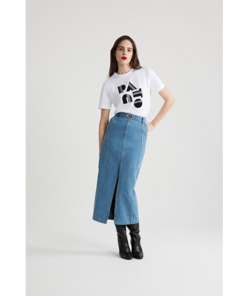 Slit midi skirt in organic cotton denim Venez acheter