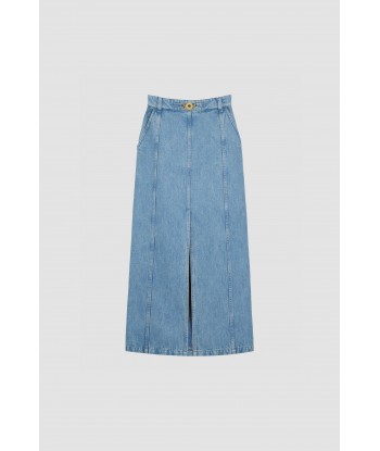 Slit midi skirt in organic cotton denim Venez acheter