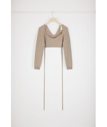 Wrap-back cable knit top in wool and cashmere meilleur choix