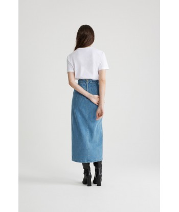 Slit midi skirt in organic cotton denim Venez acheter