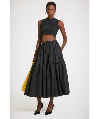 Buttoned tiered midi skirt in eco-friendly faille acheter