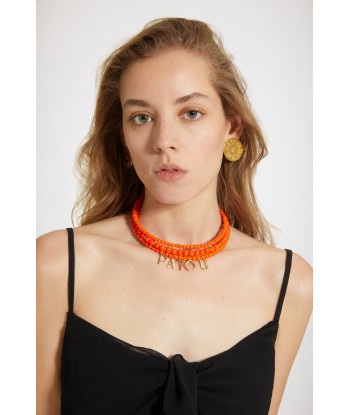 Collier Patou en perles de verre coloré et laiton soldes