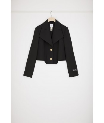 Cut-out cropped jacket in technical wool twill Paris Déstockage Promo