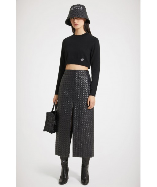 Zip-back midi pencil skirt in eco-friendly quilted nylon livraison et retour toujours gratuits