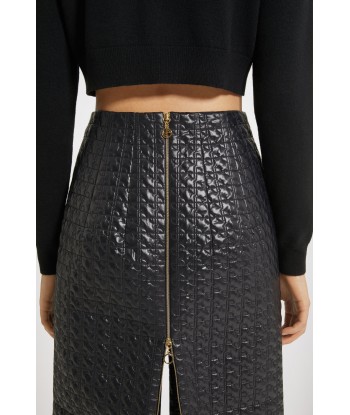 Zip-back midi pencil skirt in eco-friendly quilted nylon livraison et retour toujours gratuits